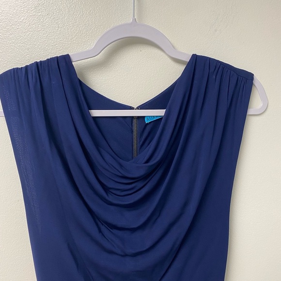 Alice + Olivia Brentan Blouson Ruched Skirt Dress‎ Navy Size Small - Picture 4 of 9